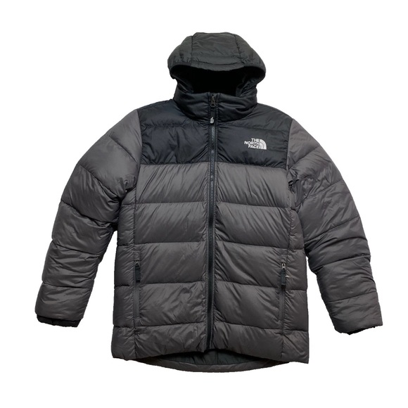 The North Face Puffer Jacket Boys L Gray Black 3 in 1 Hooded 550 Down Coat - Picture 1 of 16